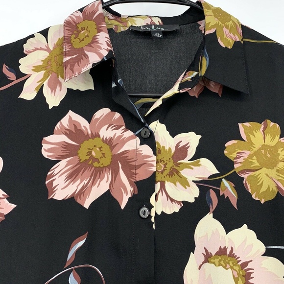 Lulus Mary Anne Shirt Dress Womens XS Black Floral Print Button Up Midi - Picture 6 of 10